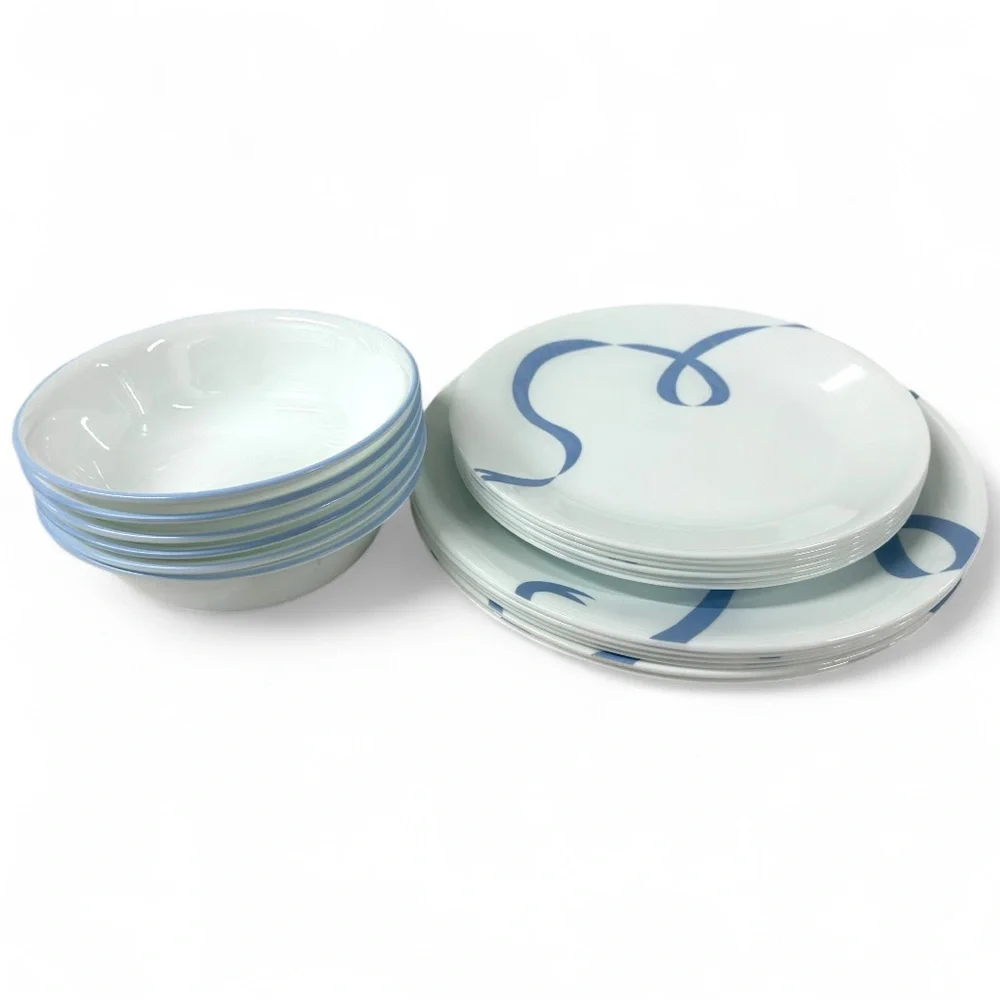 Corelle Blue Ribbon 18pc Set: 6 Plates 10.25